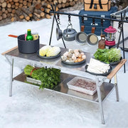 Folding Table Storage Rack Outdoor Furniture for Backyard Camping Picnic
