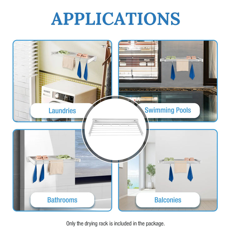 Retractable Clothes Drying Rack Wall Mounted Drying Rack Clothing ABS Foldable Laundry Drying Rack