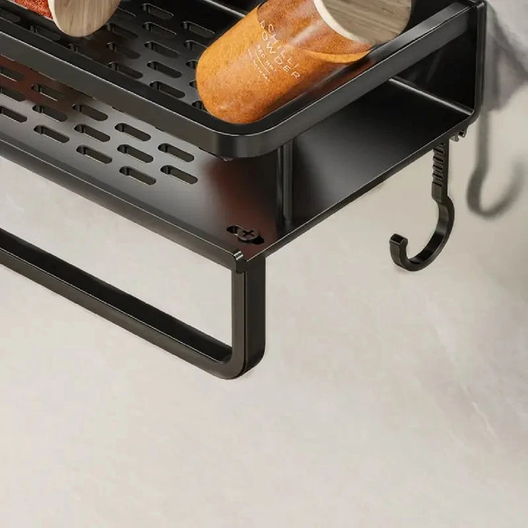 30/40/50CM Kitchen Rack Wall-mounted Spice Storage Rack with Hook Rod Kitchen Utensils Shovel Hook Rack Kitchen Accessories