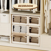 Storage Cabinet with Libs 3Packs Clear Doors Shelves Organizer Stackable Storage Bins Folding Storage Box Collapsible Bookshelf