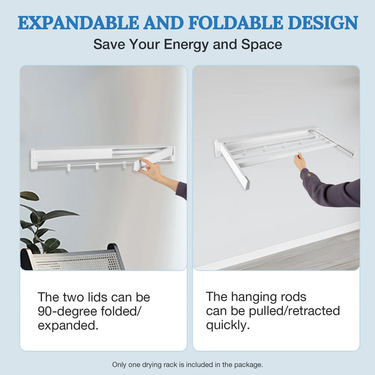 Retractable Clothes Drying Rack Wall Mounted Drying Rack Clothing ABS Foldable Laundry Drying Rack