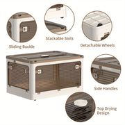Storage Cabinet with Libs 3Packs Clear Doors Shelves Organizer Stackable Storage Bins Folding Storage Box Collapsible Bookshelf