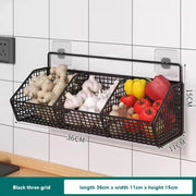 Kitchen Wall Mounted Storage Rack Onion Ginger Garlic Condiments Spice Shelf Wall Punch-Free Vegetable Fruit Drain Basket