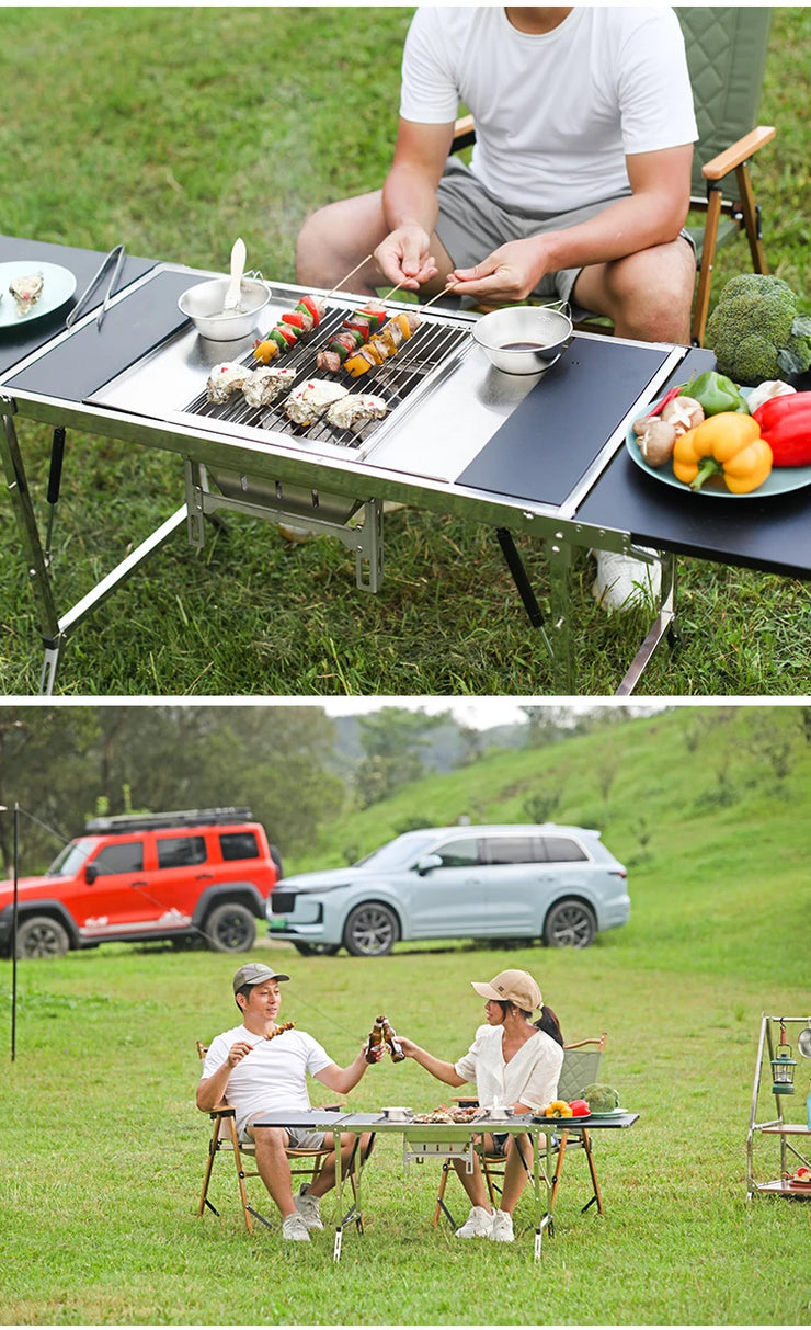 Outdoor  Camping IGT Folding Portable Table Barbecue Rack BBQ Household Novelty Tourism Cool Camping Supplies gear Grill