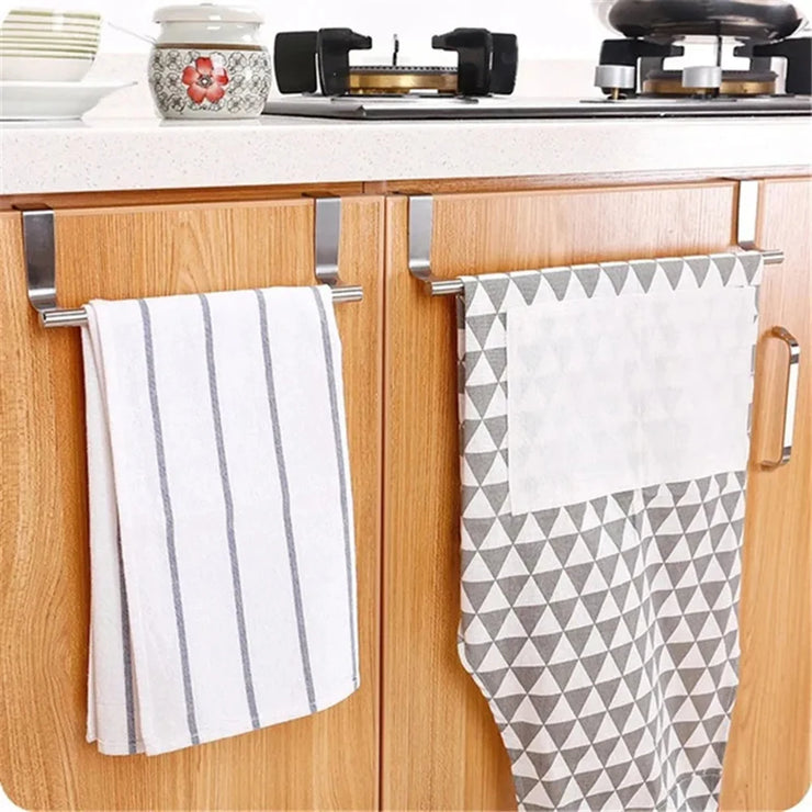 Stainless Steel Towel Holder Kitchen Cabinet Door Hanging Rack Storage Bathroom Shelf Home Organizer Bathroom Accessories
