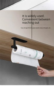 Stainless Steel Silver / Black Paper Towel Wipe Hanging Rack Can Store Cling Film Wipes Roll Paper Rack For The Kitchen Bathroom