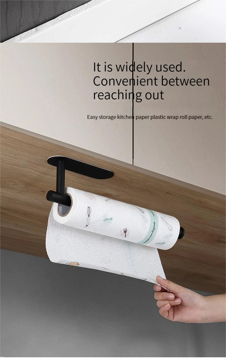 Stainless Steel Silver / Black Paper Towel Wipe Hanging Rack Can Store Cling Film Wipes Roll Paper Rack For The Kitchen Bathroom