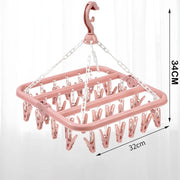 32 Clips Clothes Drying Hanger PP Windproof Clothespin for Underwear Sock Household Foldable Multi Functional Laundry Racks