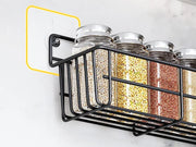5PCS Adhesive Spices Storage Rack Black Iron Cabinet Organizer Wall Mounted Kitchen Shelves Household Multi-function Accessories