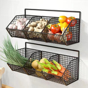 Kitchen Wall Mounted Storage Rack Onion Ginger Garlic Condiments Spice Shelf Wall Punch-Free Vegetable Fruit Drain Basket