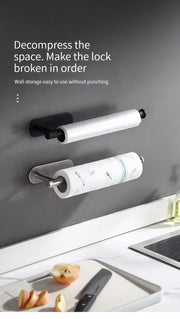 Stainless Steel Silver / Black Paper Towel Wipe Hanging Rack Can Store Cling Film Wipes Roll Paper Rack For The Kitchen Bathroom