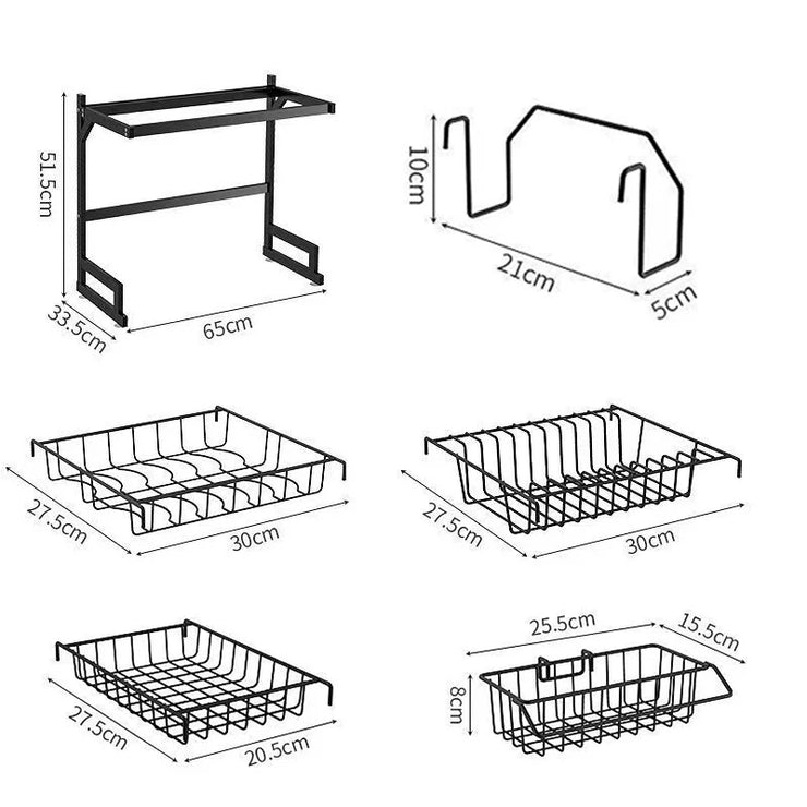 Premium Stainless Steel Kitchen Sink Rack with Cups and Cutter, Multi-functional Drain Organizer Shelf