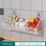 Kitchen Wall Mounted Storage Rack Onion Ginger Garlic Condiments Spice Shelf Wall Punch-Free Vegetable Fruit Drain Basket