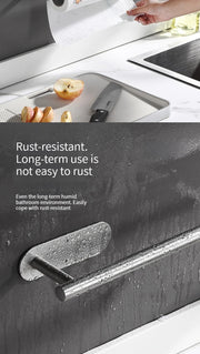 Stainless Steel Silver / Black Paper Towel Wipe Hanging Rack Can Store Cling Film Wipes Roll Paper Rack For The Kitchen Bathroom