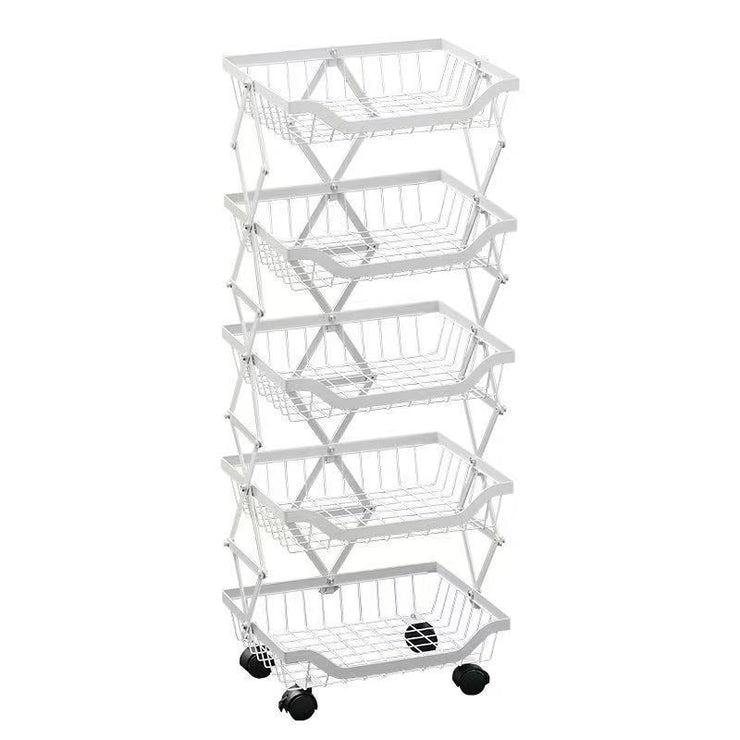 4/5-Tier Foldable Kitchen Fruit Basket with Wheels
