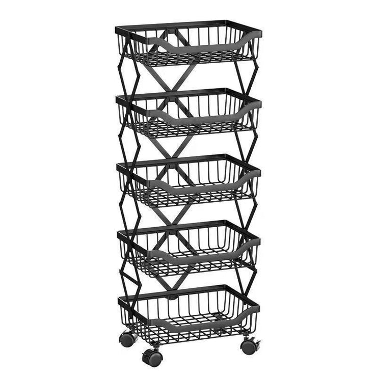 4/5-Tier Foldable Kitchen Fruit Basket with Wheels