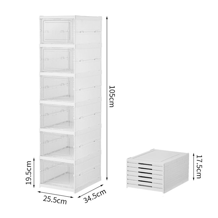 6-Tier No-Assembly Foldable Shoe Storage Boxes Organiser
